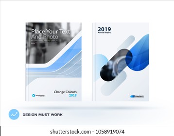 Creative design of business brochure set, abstract horizontal cover layout, flyer in A4 with colourful smooth shapes