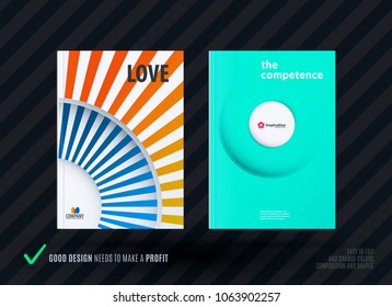 Creative design of business brochure set, abstract horizontal cover layout, flyer