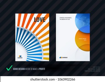 Creative design of business brochure set, abstract horizontal cover layout, flyer