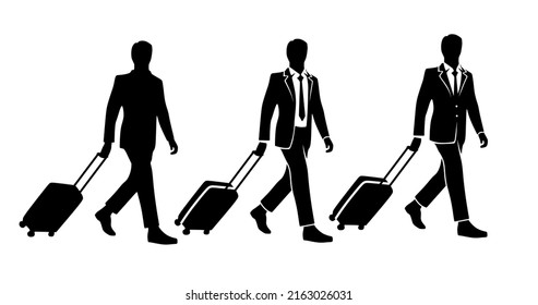 creative design of business man with suitcase, luggage, bag