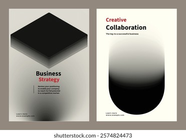 Creative design business marketing poster template vector set. Abstract black and white gradient poster with Business marketing concept. Business modern black and white gradient template poster set