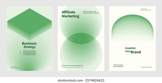 Creative design business marketing poster template vector set. Abstract green gradient designs poster with Business marketing concept. Business modern green gradient design template poster set