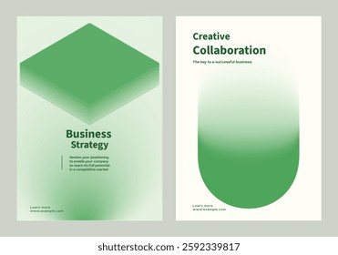 Creative design business marketing poster template vector set. Abstract green gradient designs poster with Business marketing concept. Business modern green gradient design template poster set