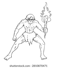 Creative design of caver man draw