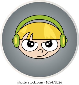Creative design of  child and disk. Fully editable vector.