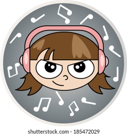 Creative design of  child and disk. Fully editable vector.
