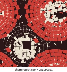 Creative design in circles, squares, seamless vector background.
