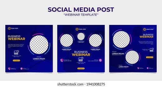 Creative design collection of social media story post templates on a blue gradient background. It is suitable for business webinar, marketing webinar, online class program, etc.