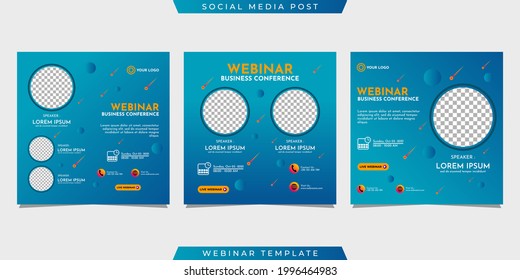 Creative design collection of social media story post templates on a light blue gradient background. It is suitable for business webinar, marketing webinar, online class program, etc.