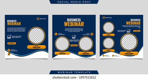 Creative design collection of social media story post templates on blue and white background. Great for business webinar, marketing webinar, online class program, etc.