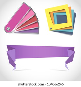 Creative design color scheme palettes and empty folded paper sticker