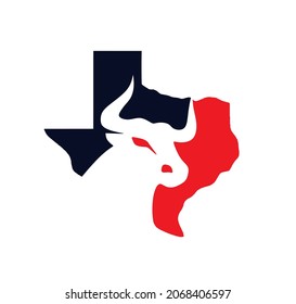 CREATIVE DESIGN COMBINATION OF TEXAS MAP AND BULL VECTOR