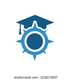 diseño creativo de brújula y sombrero educativo