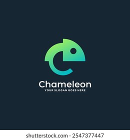 Creative design concept of chameleon "C" shaped vector illustration logo for icon, symbol or logo. chameleon logo template