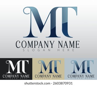 A creative design concept for a logo featuring the letters MT.