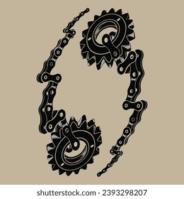 Creative design contain cycle chain made by illustration. 
Design made for printing, logo, fabrics printing etc. 