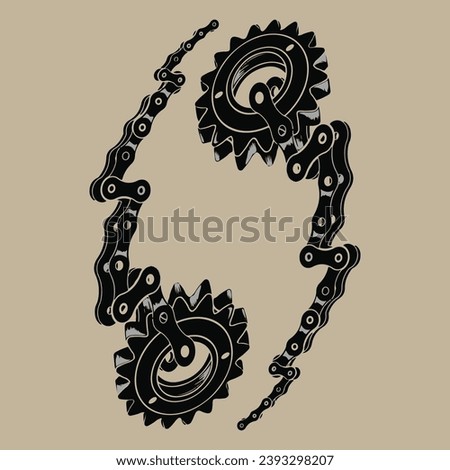 Creative design contain cycle chain made by illustration. 
Design made for printing, logo, fabrics printing etc. 