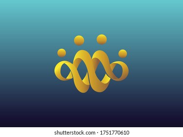 Creative design.
Crown, golden crown logo. People group logo. Infinity symbol. Family logo. Company logo.  Vector Illustration.