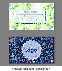 Creative design. Cute Floral & Leaves pattern Business card name card Design Template. vector illustration