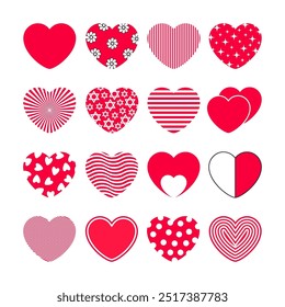 Creative design of cute hearts collection. Vector illustration.