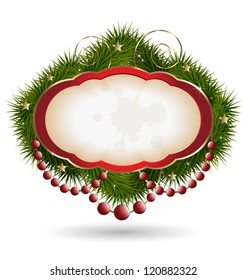 	Creative design of decorative label with Christmas tree branches