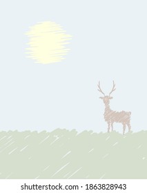 Creative design of deer in field illustration