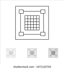 Creative, Design, Designer, Graphic, Grid Bold and thin black line icon set. Vector Icon Template background