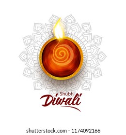 Creative design for Diwali festival with diya and decorations on beautiful background
