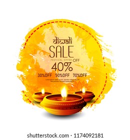 Creative design for Diwali festival with diya and decorations on beautiful background