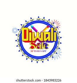 Creative design for Diwali and Diwali festival with oil lamp, DWALI sale 50% off, offer, discount