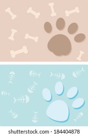 Creative  design of dog and cat paw. Fully editable vector.