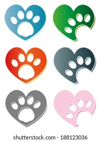 Creative design of dog and cat paw. Fully editable vector.