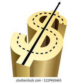 Creative design of dollar sign, Creative ideas. Dollar sign is gold,Background is white.