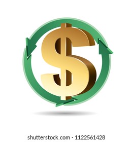 Creative design of dollar sign, Creative ideas. Dollar sign is gold,Background is white.