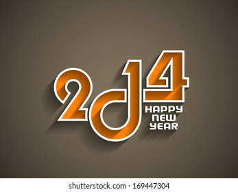 creative design element of happy new year 2014 on brown color background. vector illustration