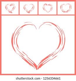 Creative design element. Heart collection in Living Coral color.