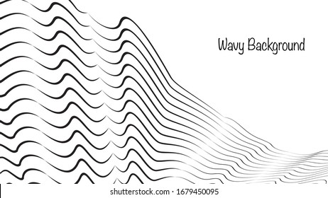 Creative Design Element. Musical Effect. 3d Dynamic Forms. Optical Illustration. Graphic Banner. Abstract Black Stripes On White.