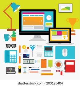 Creative Design Elements of Business Office Workspace