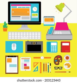 Creative Design Elements of Business Office Workspace