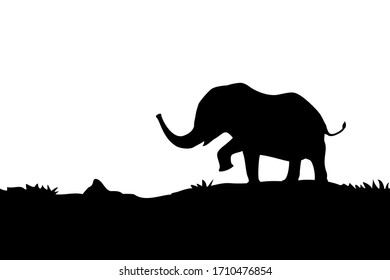 Creative design of elephant walking illustration