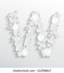 Creative design of embossed bubble W alphabet
