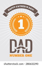 Creative design for Father's Day greeting card, banner or poster with golden medal for dad number one