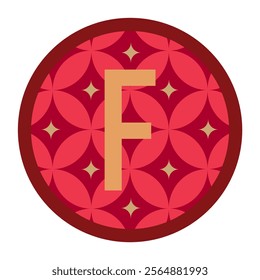 A creative design featuring a golden letter F framed by a red circular geometric pattern. The decorative touch makes it perfect for artistic and professional purposes.