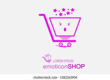 Creative Design Flat Emoticon Shopping card