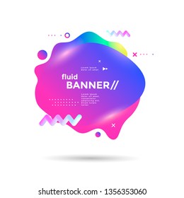 Creative design fluid banner with futuristic gradients shapes. Vibrant geometric elements. Minimal brigth backgrounds for flyer, cover, brochure. Vector template