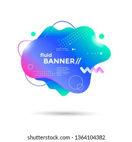 Creative design fluid banner with futuristic gradients shapes. Vibrant geometric elements. Minimal brigth backgrounds for flyer, cover, brochure. Vector template