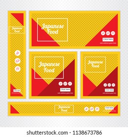 Creative Design For Food Web banner Set of different standard sizes. Templates with place for photos, buttons. Vector illustration. Eps 10.