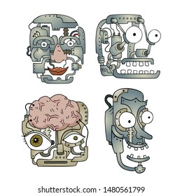 Creative design of four robot heads