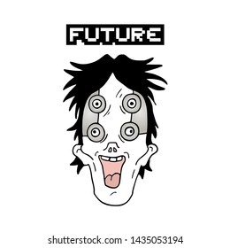 Creative design of futuristic face draw