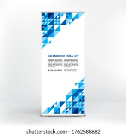 Kreatives Design geometrischer Formen, Roll-up-Banner-Design, Werbeständer, Layout für Konferenzen, Seminare, Ausstellungen